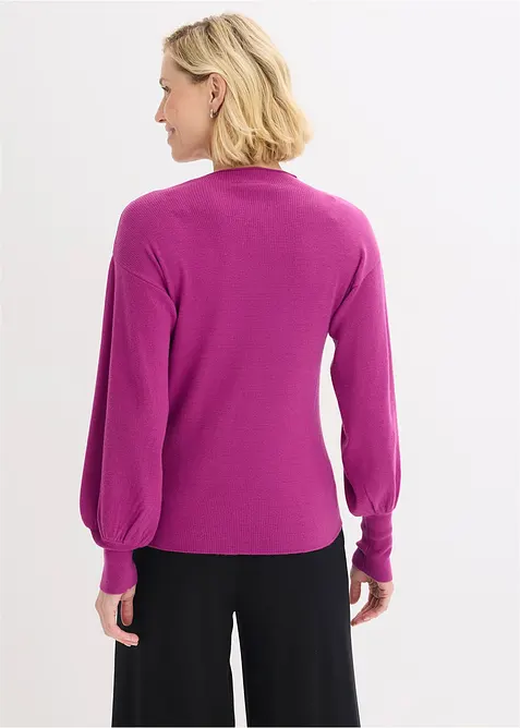 Pull en maille &agrave; manches ballon, bonprix