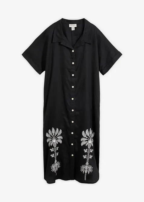Kaftan-Kleid aus reinem Leinen mit Stickerei, bonprix