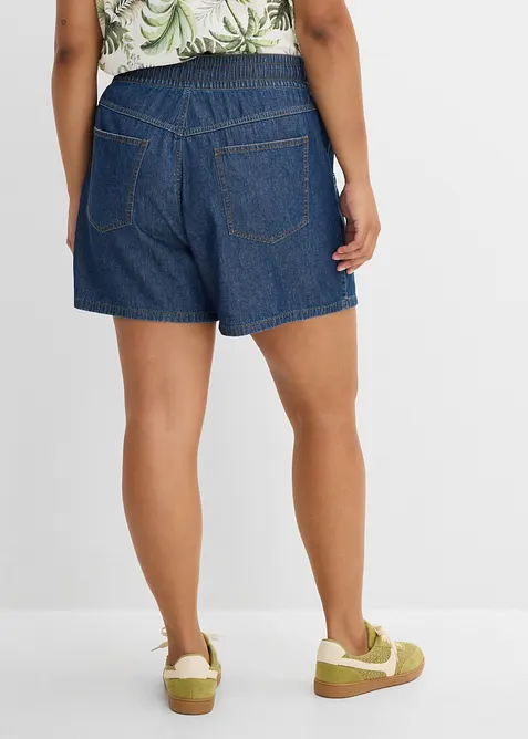 Short en jean avec taille haute &eacute;lastiqu&eacute;e, bonprix