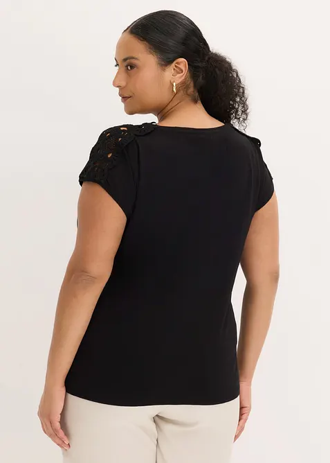 Shirt mit H&auml;keleins&auml;tzen, bonprix