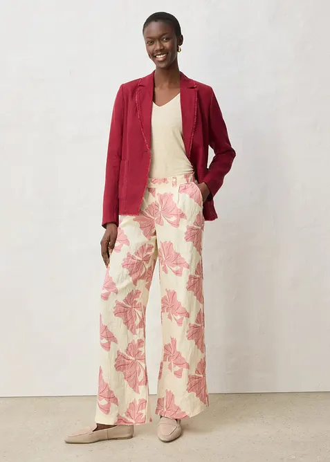 Pantalon large &agrave; pinces 100% lin, bonprix