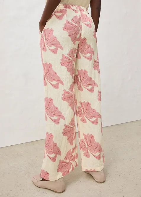 Pantalon large &agrave; pinces 100% lin, bonprix
