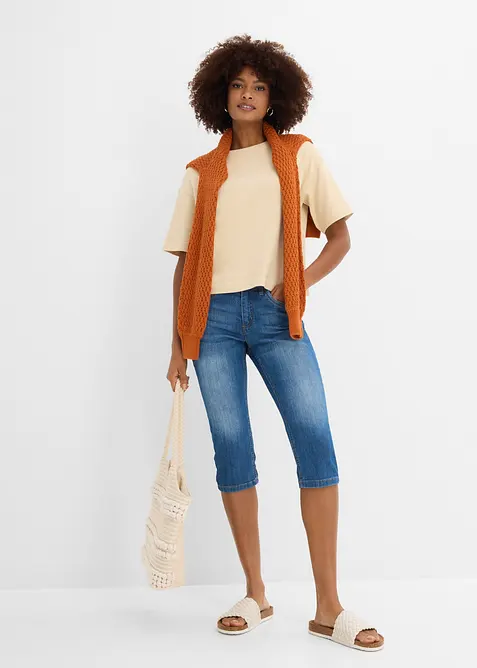 Slim Jeans, Mid Waist, Capri, bonprix