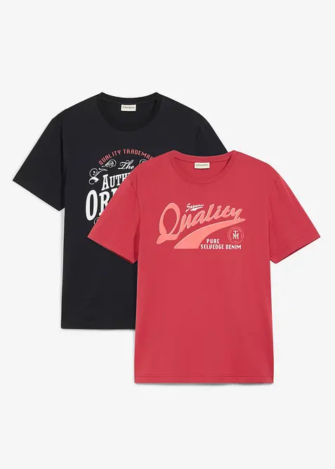 Lot de 2 T-shirts 100% coton, bonprix