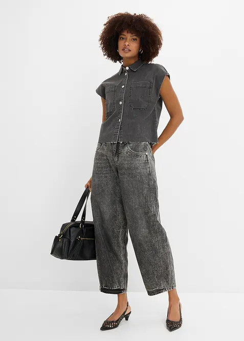 Kurze Boxy-Jeansbluse, bonprix
