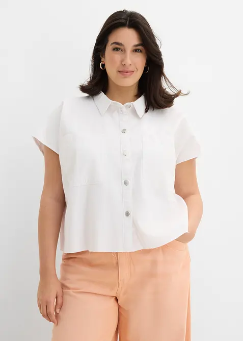 Chemisier en jean court et boxy, bonprix