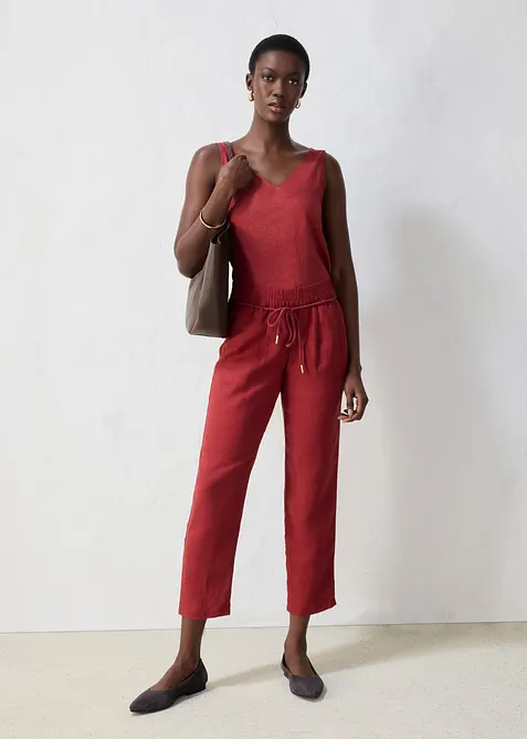 Pantalon taille &eacute;lastiqu&eacute;e 100&nbsp;% lin, bonprix