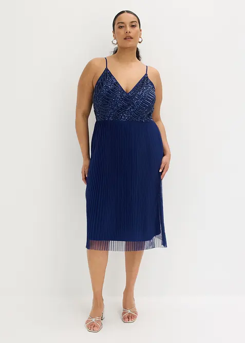 Midikleid mit Plissee-Rock und Paillettenstickerei, bonprix