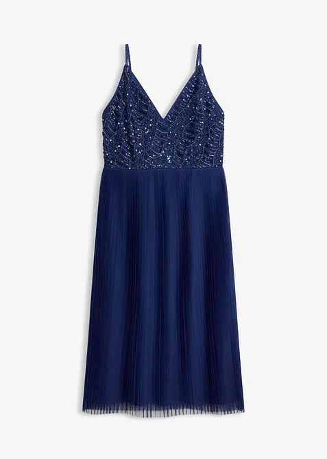 Midikleid mit Plissee-Rock und Paillettenstickerei, bonprix
