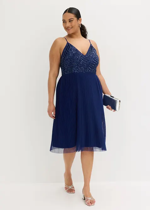 Midikleid mit Plissee-Rock und Paillettenstickerei, bonprix