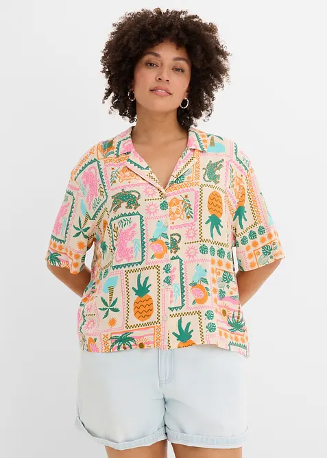 Hemdbluse aus flie&szlig;ender Viskose, bonprix
