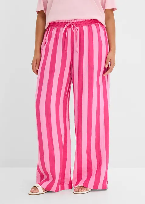 Pantalon taille &eacute;lastiqu&eacute;e en gaze de coton, bonprix