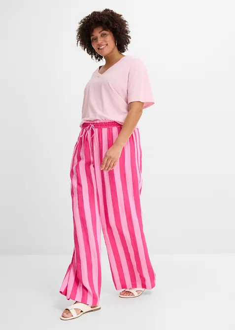 Pantalon taille &eacute;lastiqu&eacute;e en gaze de coton, bonprix