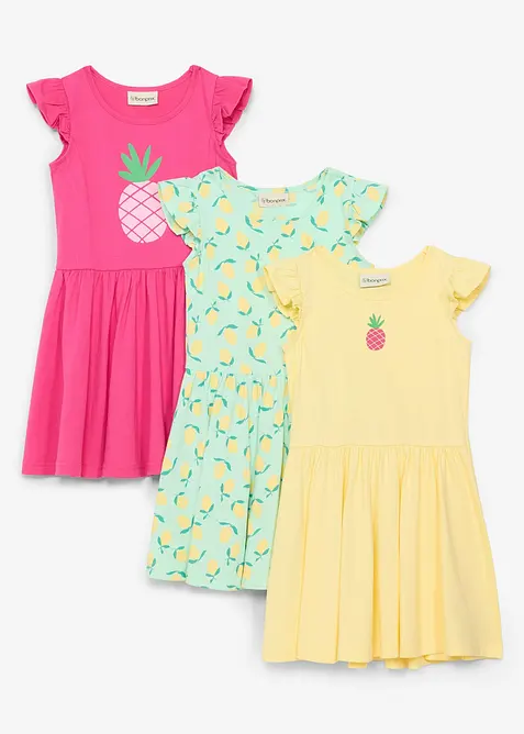 Jerseykleid aus reiner Bio-Baumwolle (3er Pack), bonprix