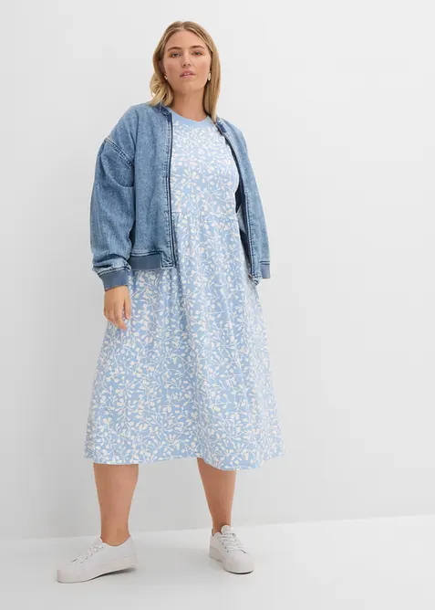 Ausgestelltes Jerseykleid aus schwerer Bio-Baumwolle, bonprix