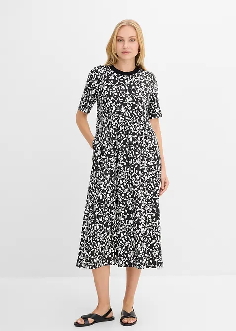 Ausgestelltes Jerseykleid aus schwerer Bio-Baumwolle, bonprix