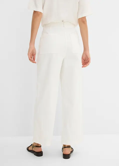 Pantalon large et raccourci en twill, taille haute, bonprix