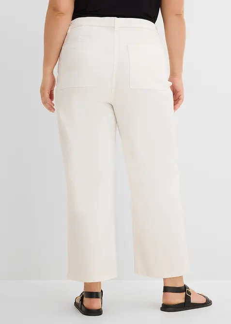 Pantalon large et raccourci en twill, taille haute, bonprix