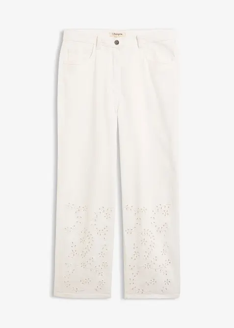Pantalon large et raccourci en twill, taille haute, bonprix