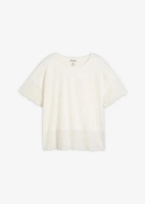 T-shirt avec broderie anglaise, bonprix
