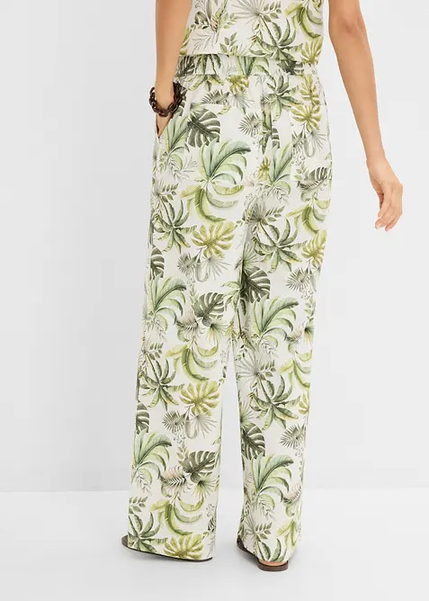 Bedruckte Hose aus Leinen-Mix, bonprix