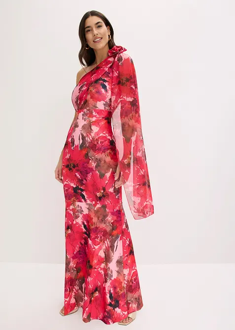 Robe de soir&eacute;e une &eacute;paule avec application de fleur, bonprix