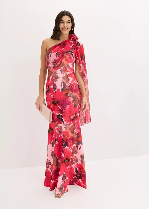 Robe de soir&eacute;e une &eacute;paule avec application de fleur, bonprix