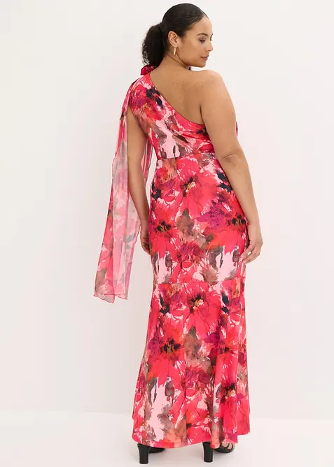 Abendkleid mit One-Shoulder und Blumen-Applikation, bonprix