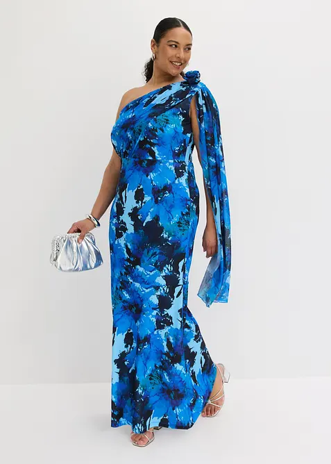 Robe de soir&eacute;e une &eacute;paule avec application de fleur, bonprix