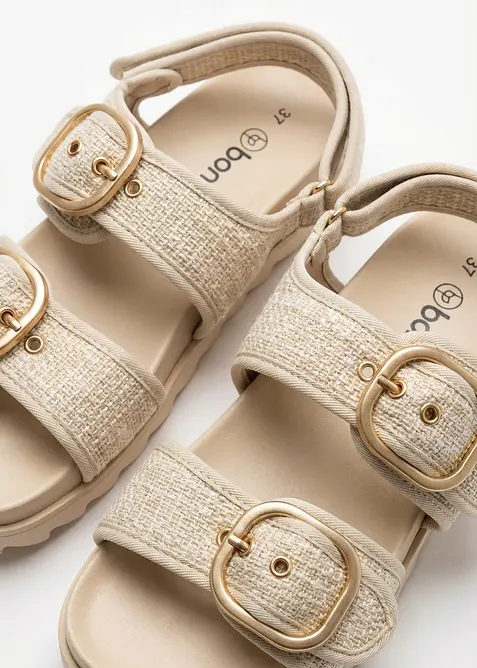 Plateau-Sandalen in Boucl&eacute;-Optik, bonprix