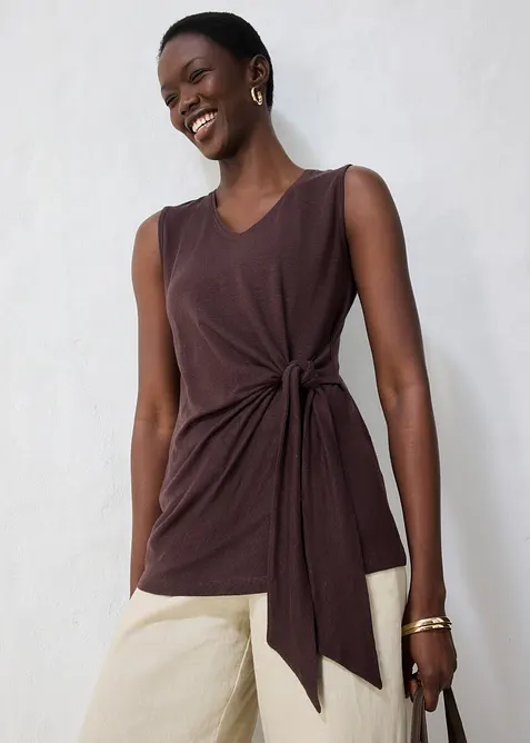 Wickelshirttop aus reinem Leinen, bonprix