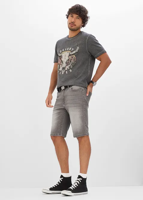 Bermuda en jean extensible avec entrejambe renforc&eacute;, regular, bonprix