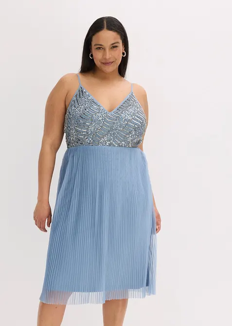 Midikleid mit Plissee-Rock und Paillettenstickerei, bonprix