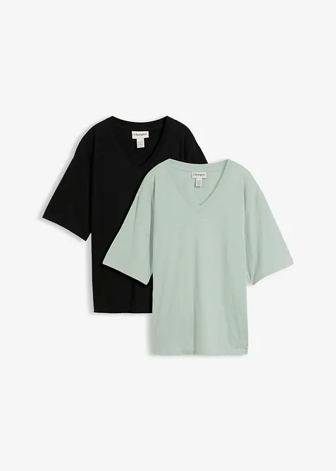 Flammgarn-Boxy-Shirt aus reiner Bio-Baumwolle (2er Pack), bonprix