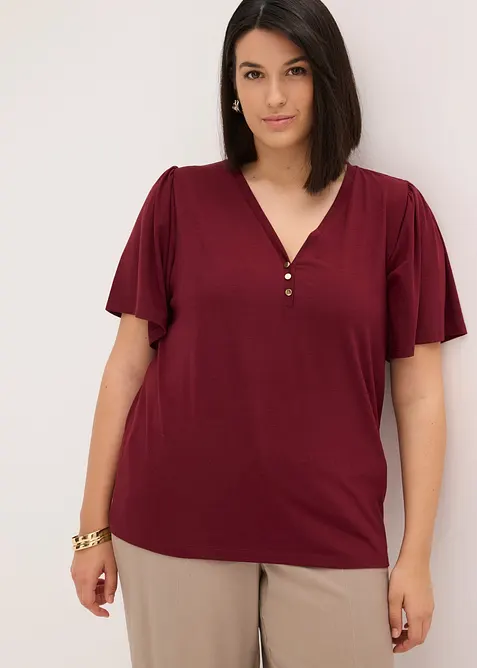 T-shirt &agrave; col boutonn&eacute;, bonprix