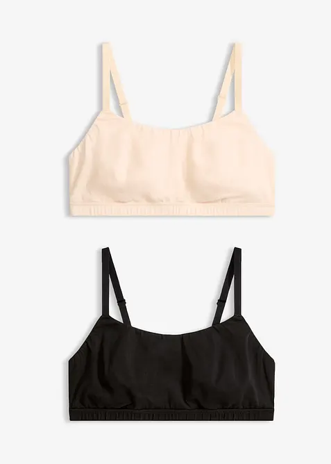 Bralette ohne B&uuml;gel mit Baumwolle (2er Pack), bonprix
