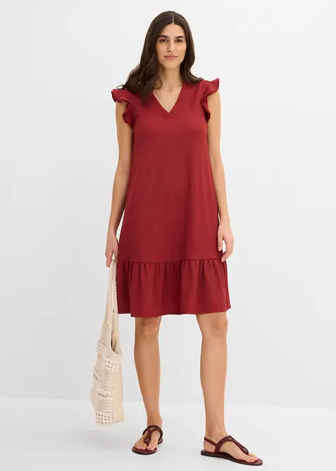 Robe jersey &agrave; volant, bonprix