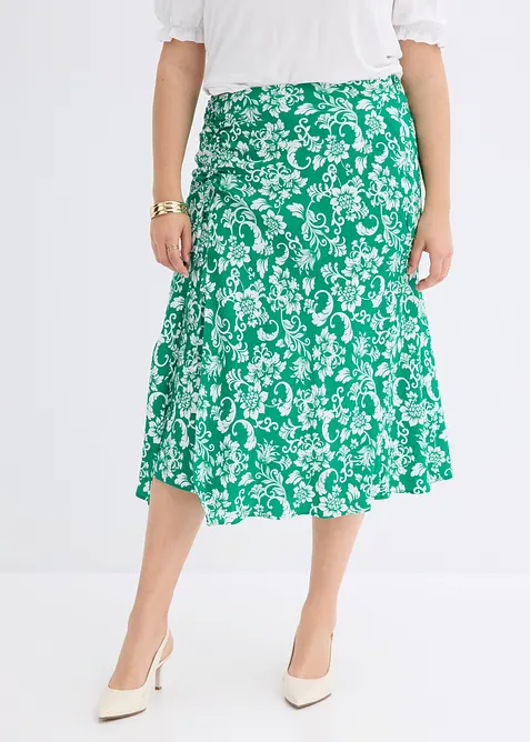 Jupe midi en viscose m&eacute;lang&eacute;e douce, bonprix