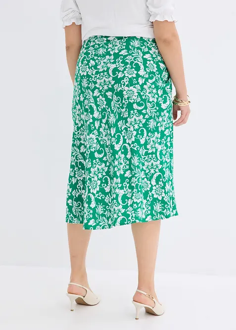 Jupe midi en viscose m&eacute;lang&eacute;e douce, bonprix