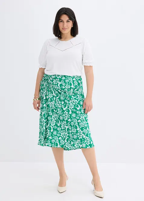 Jupe midi en viscose m&eacute;lang&eacute;e douce, bonprix