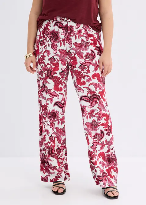 Pantalon large &agrave; pinces en viscose fluide, bonprix