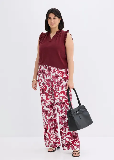 Pantalon large &agrave; pinces en viscose fluide, bonprix