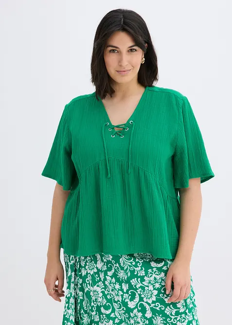 Blouse T-shirt en gaze de coton, bonprix