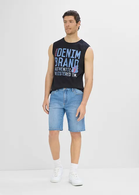 Lot de 2&nbsp;bermudas regular en jean l&eacute;ger &agrave; taille &eacute;lastiqu&eacute;e, bonprix