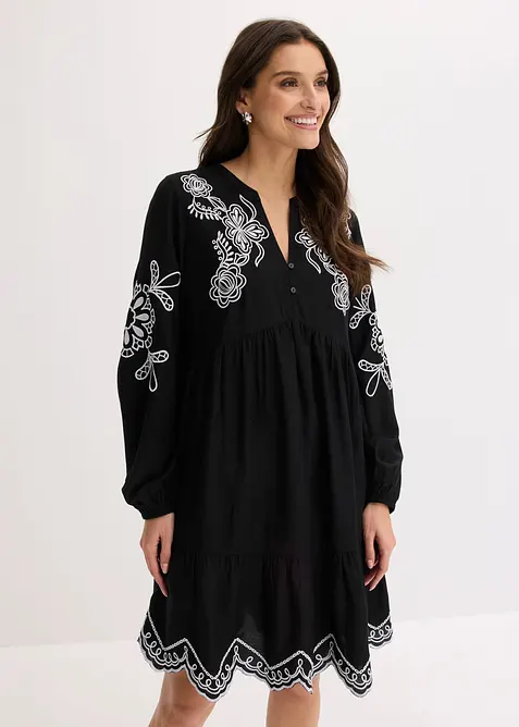 Tunika-Kleid aus flie&szlig;ender Viskose mit Stickerei, bonprix