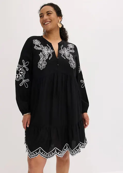Robe-tunique en viscose fluide avec broderie, bonprix