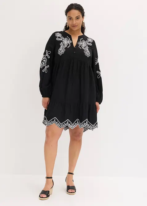 Robe-tunique en viscose fluide avec broderie, bonprix