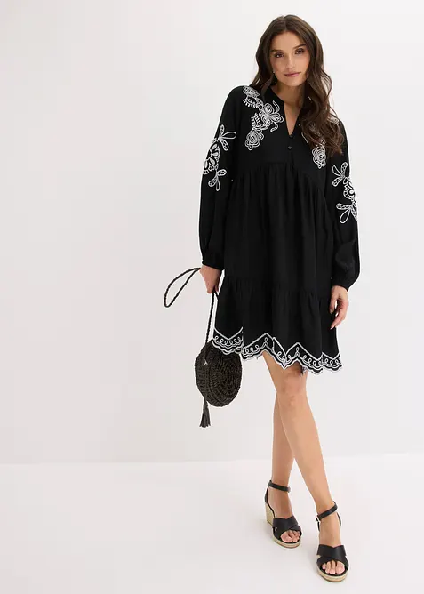 Tunika-Kleid aus flie&szlig;ender Viskose mit Stickerei, bonprix
