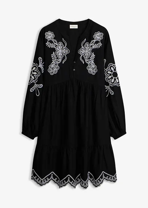 Tunika-Kleid aus flie&szlig;ender Viskose mit Stickerei, bonprix