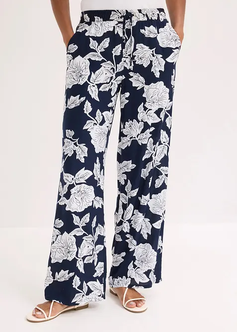 Pantalon palazzo imprim&eacute; en viscose, bonprix